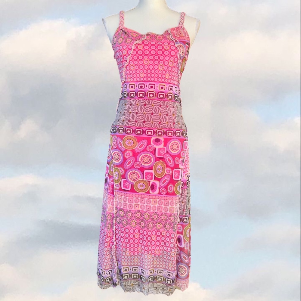 groovy patchwork midi dress
